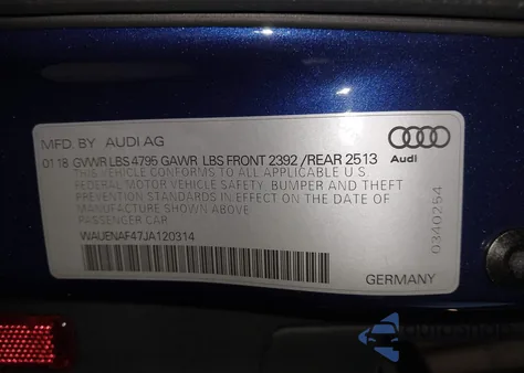 2018 Audi A4 2.0T Premium/2.0T Tech Premium from USA, damaged, VIN WAUENAF47JA120314
